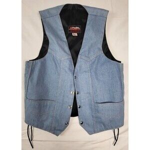 Hillside Leather Men's M Denim Western Style Cowboy Biker Vest w/Side Laces USA